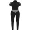 Hansber Women's Mesh Tank Dance Unitard Jumpsuit Hollow Out Bodycon Full Bodysuit One Piece Catsuit Clubwear Black Large view 1