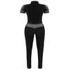 Hansber Women's Mesh Tank Dance Unitard Jumpsuit Hollow Out Bodycon Full Bodysuit One Piece Catsuit Clubwear Black Large view 2