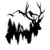 Deer Mountains Camping MKR Decal Vinyl Sticker |Cars Trucks Vans Walls Laptop|Black |5.5 x 4.9 in|MKR1752 view 1