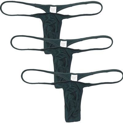 OROCOJUCO Men Modal Bulge Thong Underwear Male Slim Pouch T-back String Tangas 3-Pack(Dark Green) XL