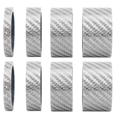 VGEBY Headset Stem Washer, 2 Set 5/10/15/20mm Lightweight Carbon Fiber Mountain Road Headset Front Fork Spacer Stem Washer Cycling Accessory(Silver) and Spare Supplies