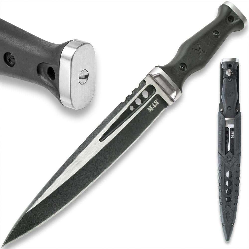 M48 Highland Scottish Dirk with Sheath - Black Oxide Coated Cast Stainless Steel Blade, TPR Handle, Stainless Steel Pommel and Guard Modern Take on a Traditional Scottish Dagger - 15 1/8 Overall