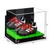 Better Display Cases Acrylic Kids Shoes Display Case - Medium Rectangle Box with Mirror Case, Gold Risers, Wall Mount and Turf Base 12" x 8.25" x 8" (A004, V41) view 2