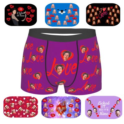 EAQ Custom Underwear Custom Boxers for Men with Face Valentine's Day Boxer Briefs Underpants Printed with Photo As Gif