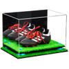 Better Display Cases Acrylic Kids Shoes Display Case - Medium Rectangle Box with Mirror Case, Blue Risers and Turf Base 12" x 8.25" x 8" (A004, V41) view 1