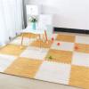 Interlocking Floor Mats Wood Grain Mats Exercise Mats, Puzzle Floor Tiles Protective Flooring Mat with Edgings, (Thick 1.0 CM), Reversible Non-Toxic Water-Proof, for Indoor Outdoor Fitness,White+beig view 1