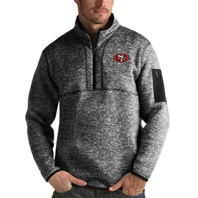 Antigua Men's Heather Black San Francisco 49ers Fortune Quarter-Zip Pullover Jacket