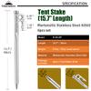 CAMPINGMOON 15.7-inch 6pcs Martensitic Stainless Steel 420J2 Hardened Forged Tent Stake Power Peg Ideal for Hard Ground R-40-6P view 2