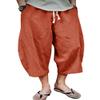 EKLENTSON Men's Shorts Casual Cotton Men Linen Pants Beach Pants Elastic Waist Drawstring Yoga Capri Trousers, Brick Red, 34 view 1