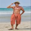 EKLENTSON Men's Shorts Casual Cotton Men Linen Pants Beach Pants Elastic Waist Drawstring Yoga Capri Trousers, Brick Red, 34 view 3
