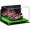 Better Display Cases Acrylic Kids Shoes Display Case - Medium Rectangle Box with Mirror Case, Orange Risers, Wall Mount and Turf Base 12" x 8.25" x 8" (A004, V41) view 1