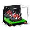 Better Display Cases Acrylic Kids Shoes Display Case - Medium Rectangle Box with Mirror Case, Orange Risers, Wall Mount and Turf Base 12" x 8.25" x 8" (A004, V41) view 2
