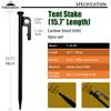 CAMPINGMOON 15.7-inch 6pcs Carbon Steel S45C Black Skin Cation Electrodeposition Coating Tent Stake for Hard Ground T-40-6P view 2