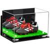Better Display Cases Acrylic Kids Shoes Display Case - Medium Rectangle Box with Mirror Case, White Risers, Wall Mount and Turf Base 12" x 8.25" x 8" (A004, V41) view 1