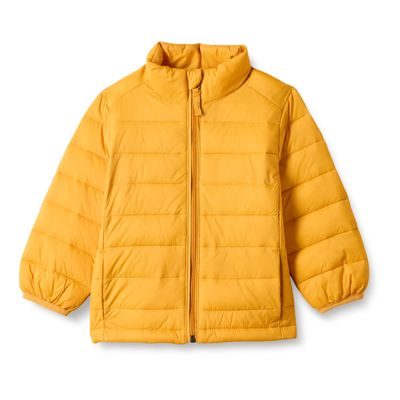 Amazon Essentials Boys' Lightweight Water-Resistant Packable Puffer Jacket, Golden Yellow, Small