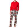 Amazon Essentials Men's Flannel Pant and Long-Sleeve T-Shirt Pajama Set, Red Tartan Plaid, X-Large view 1