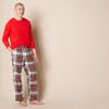 Amazon Essentials Men's Flannel Pant and Long-Sleeve T-Shirt Pajama Set, Red Tartan Plaid, X-Large view 2