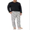 Amazon Essentials Men's Flannel Pant and Long-Sleeve T-Shirt Pajama Set, Black/Penguin, Small view 1