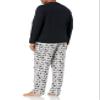 Amazon Essentials Men's Flannel Pant and Long-Sleeve T-Shirt Pajama Set, Black/Penguin, Small view 2