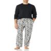 Amazon Essentials Men's Flannel Pant and Long-Sleeve T-Shirt Pajama Set, Black/Penguin, Small view 3