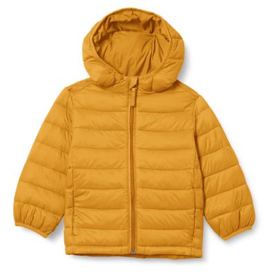 Amazon Essentials Boys' Lightweight Water-Resistant Packable Hooded Puffer Jacket, Insulated, Golden Yellow 2, X-Large