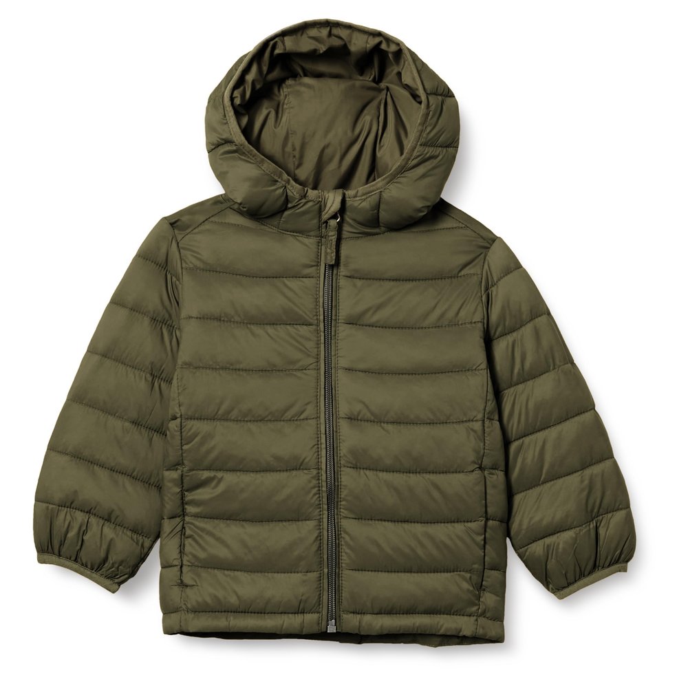 Amazon Essentials Boys' Lightweight Water-Resistant Packable Hooded Puffer Jacket, Dark Olive, XX-Large