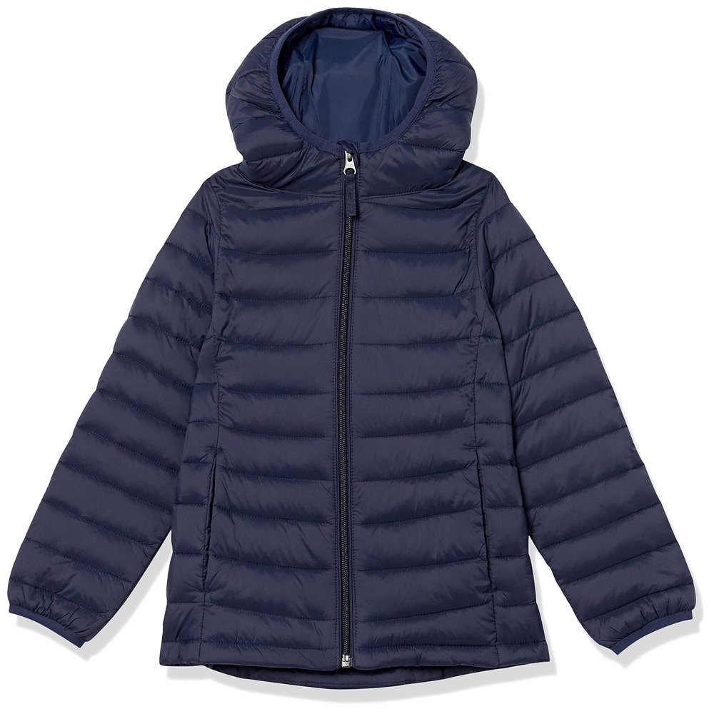 Amazon Essentials Toddler Girls' Lightweight Water-Resistant Packable Hooded Puffer Jacket, Navy, 2T