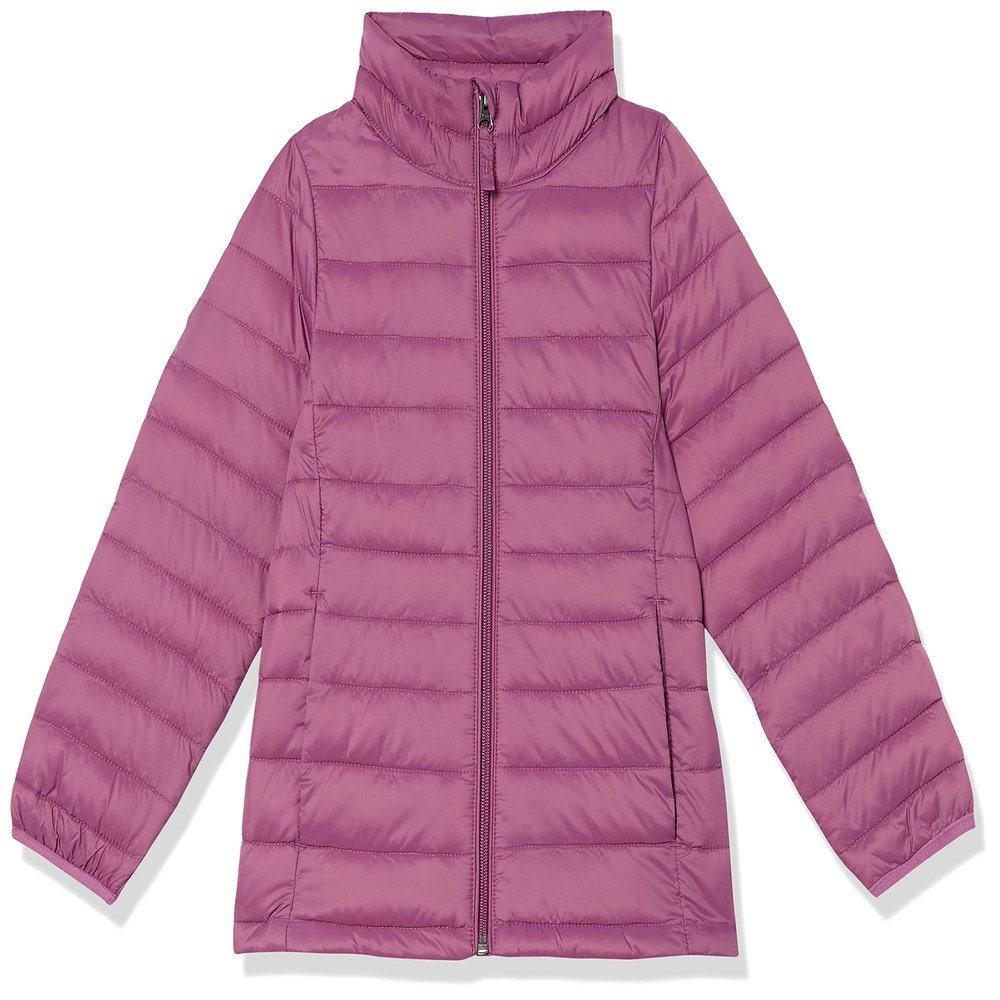 Amazon Essentials Girls' Lightweight Water-Resistant Packable Mock Puffer Jacket, Dusty Purple, Small