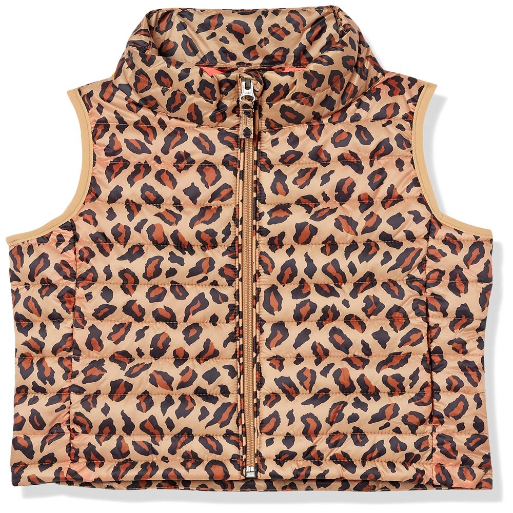 Amazon Essentials Toddler Girls' Lightweight Water-Resistant Packable Puffer Vest, Light Rose Cheetah Print, 3T