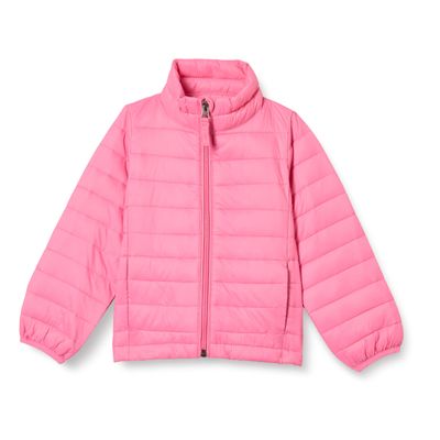 Amazon Essentials Girls' Lightweight Water-Resistant Packable Mock Puffer Jacket, Bright Pink, X-Small