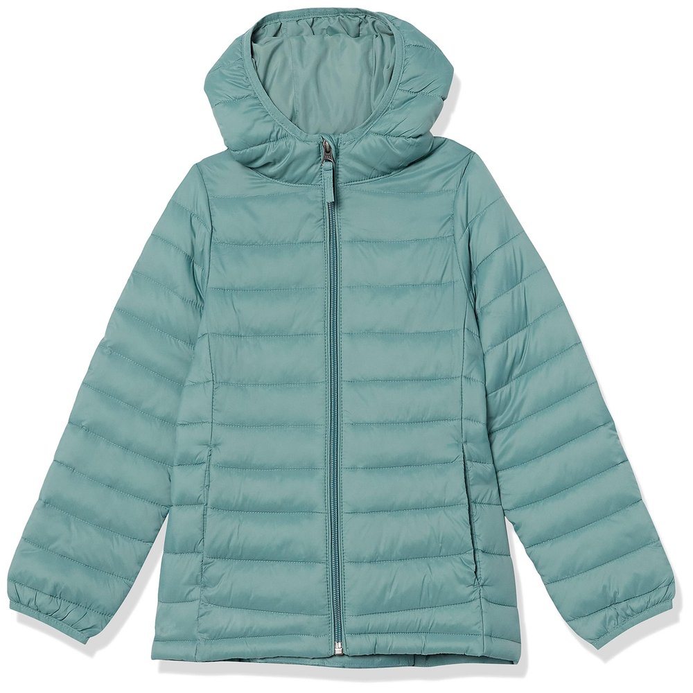 Amazon Essentials Toddler Girls' Lightweight Water-Resistant Packable Hooded Puffer Jacket, Green, 4T