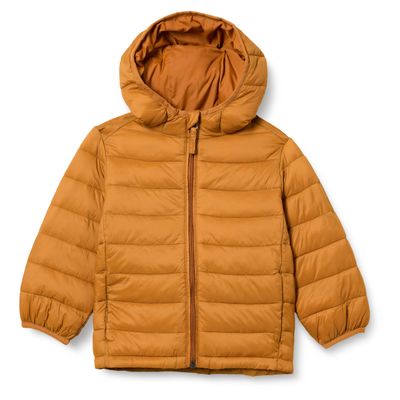 Amazon Essentials Boys' Lightweight Water-Resistant Packable Hooded Puffer Jacket, Light Brown, XX-Large