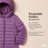Amazon Essentials Girls' Lightweight Water-Resistant Packable Hooded Puffer Jacket, Black Stars, X-Large view 2