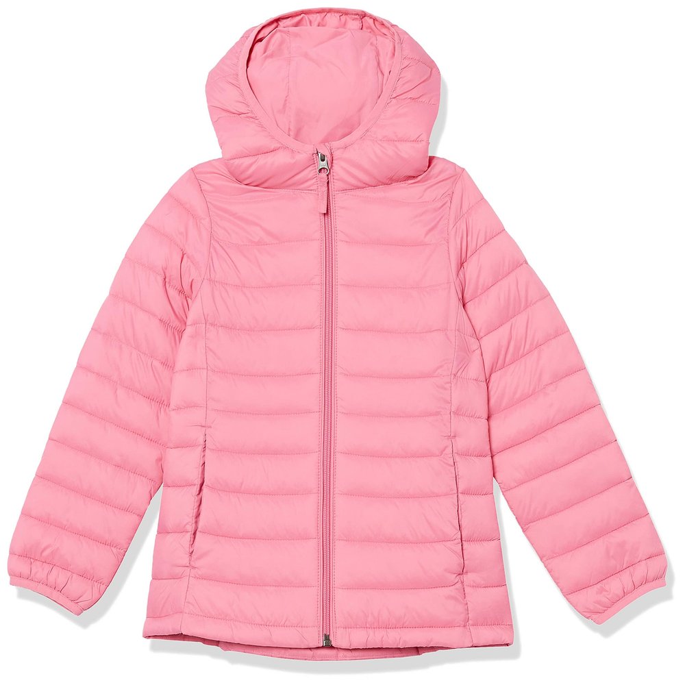 Amazon Essentials Toddler Girls' Lightweight Water-Resistant Packable Hooded Puffer Jacket, Bright Pink, 4T