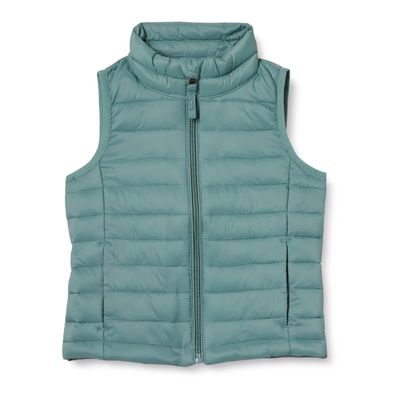 Amazon Essentials Girls' Lightweight Water-Resistant Packable Puffer Vest, Green, Medium