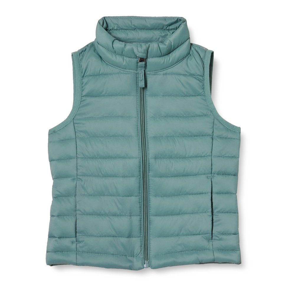 Amazon Essentials Girls' Lightweight Water-Resistant Packable Puffer Vest, Green, Medium