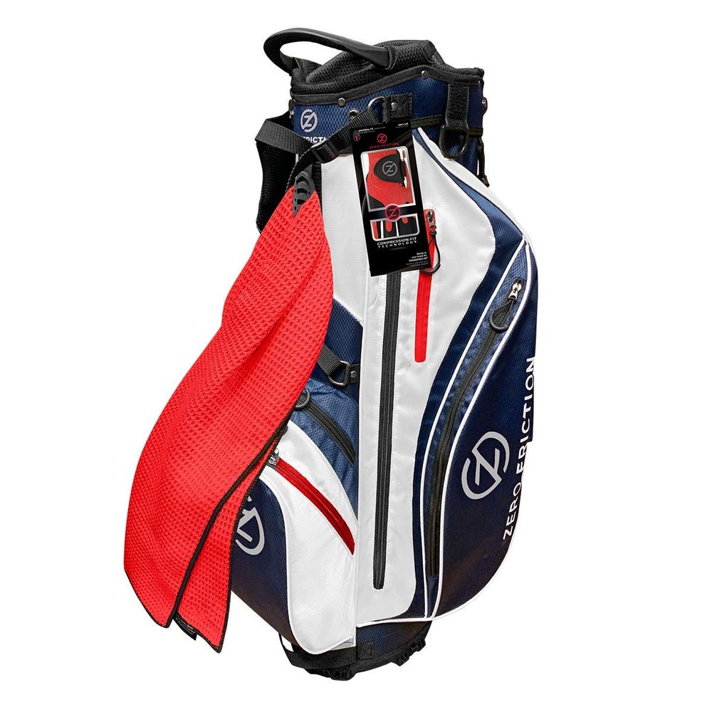 Zero Friction Navy Golf Stand Bag, Bonus 40" Golf Towel & Men's Universal-Fit Golf Glove Included