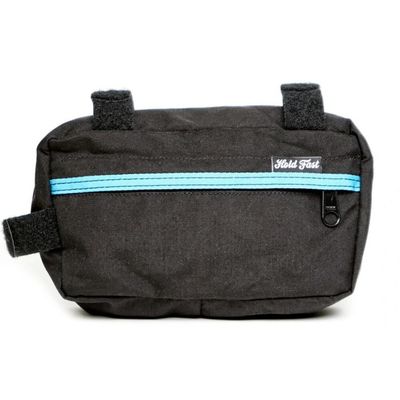 Hold Fast Bicycle Frame Bag Black/Powder Blue w Zipper + Hook & Loop Fasteners