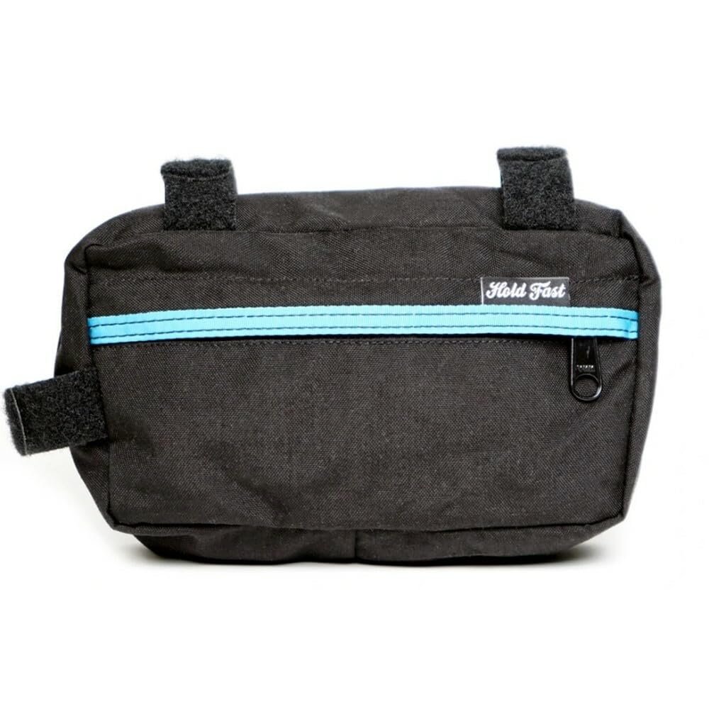 Hold Fast Bicycle Frame Bag Black/Powder Blue w Zipper + Hook & Loop Fasteners