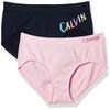 Calvin Klein Kids Girls' Seamless Hipster Underwear 2-pack, Chalk Navy/Pink, Small view 1