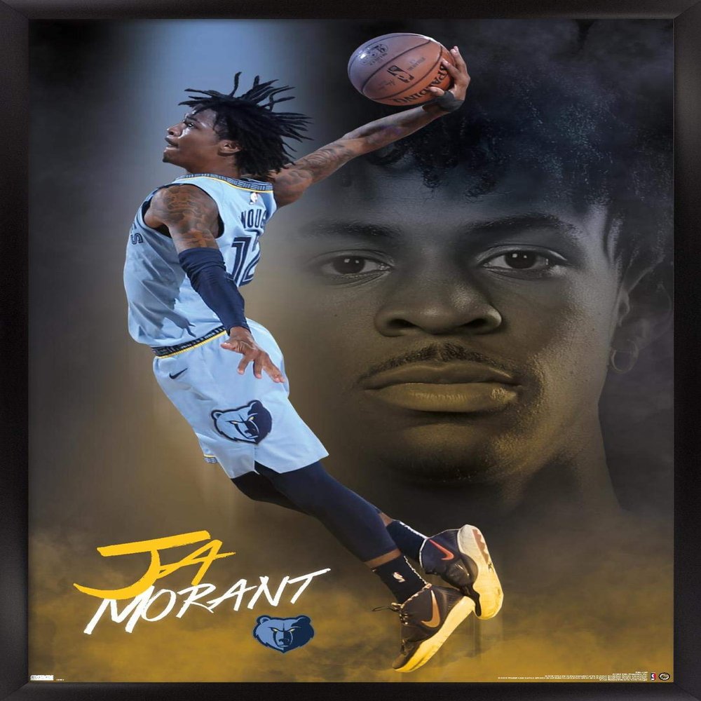 NBA Memphis Grizzlies - Ja Morant 20 Wall Poster, 22.4L" x 14.7W", Black Framed Version