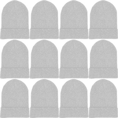 12 Pack Winter Beanie Hats for Men Women, Warm Cozy Knitted Cuffed Skull Cap, Wholesale