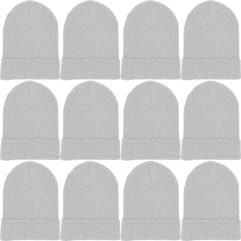 12 Pack Winter Beanie Hats for Men Women, Warm Cozy Knitted Cuffed Skull Cap, Wholesale