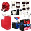 AAMA Complete Taekwondo Sparring Protective Gear Equipment Set w/Shin, Hand, and Foot Guard - Red view 1