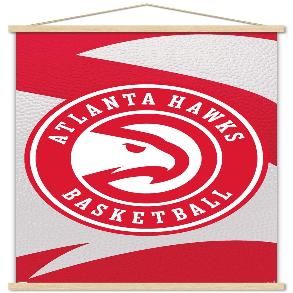 Trends International NBA Atlanta Hawks - Logo 20 Wall Poster, 22.37" x 34.00", Premium Print and Beechwood Hanger Bundle