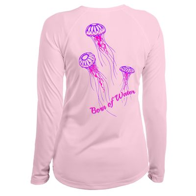Born of Water Jellyfish Scuba Diving Shirt: Women's UV UPF+ 50 Long Sleeve - Pink - 2XL