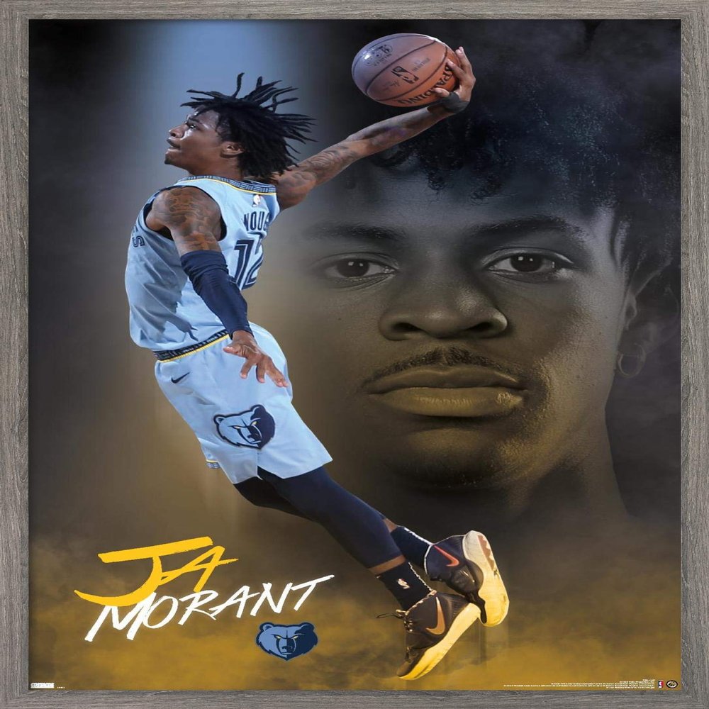 NBA Memphis Grizzlies - Ja Morant 20 Wall Poster, 34L" x 22.4W", Barnwood Framed Version