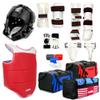 AAMA Complete Taekwondo Sparring Protective Gear Equipment Set w/Shin Instep and Hand Protector Glove - Black view 1