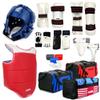 AAMA Complete Taekwondo Sparring Protective Gear Equipment Set w/Shin, Hand, and Foot Guard - Blue view 1