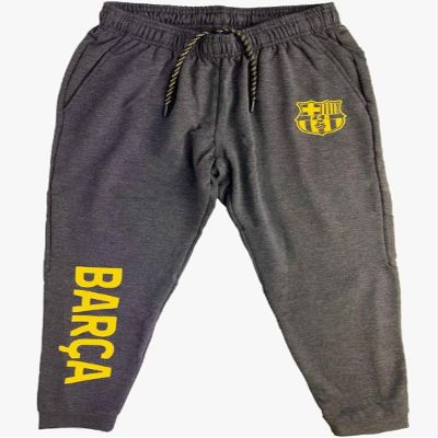 Boys' Barcelona Sweatpants (Reflective Printed Club Logo), Licensed Barcelona Youth Jogger Charcoal Heather (YL)